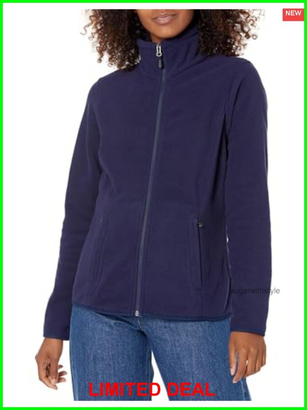 Women's Classic-Fit Full-Zip Polar Soft Fleece Jacket Outerwear Coat with Cuffs